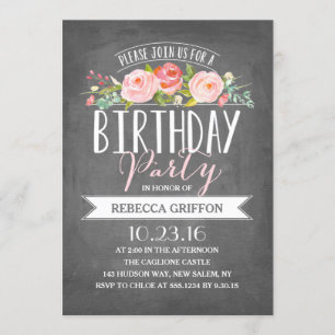 Aniversário de Banner rosa Convites de Aniversár