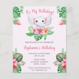 Aniversário de Bebê-Elefante Rosa De Orçamento