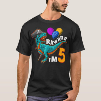 Aniversário de Camisa 5 Pirata de Camisa Dinossaur