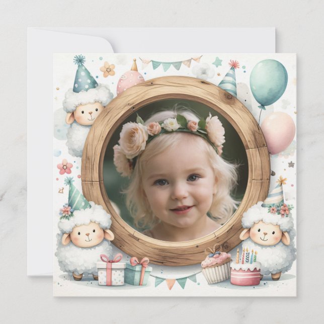 Aniversário de Carneiro de Convite para Foto (Frente)