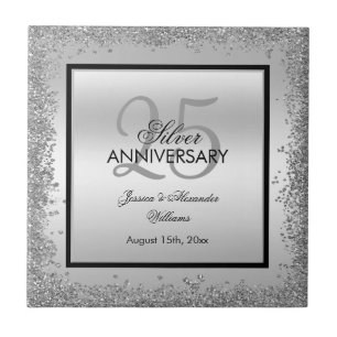 Aniversário de Casamento de 25 Negra e Silver