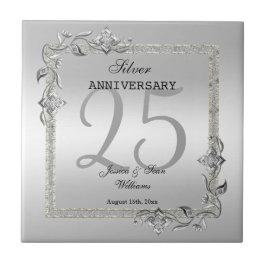 Aniversário de Casamento de 25 Silver Gem & Glitte