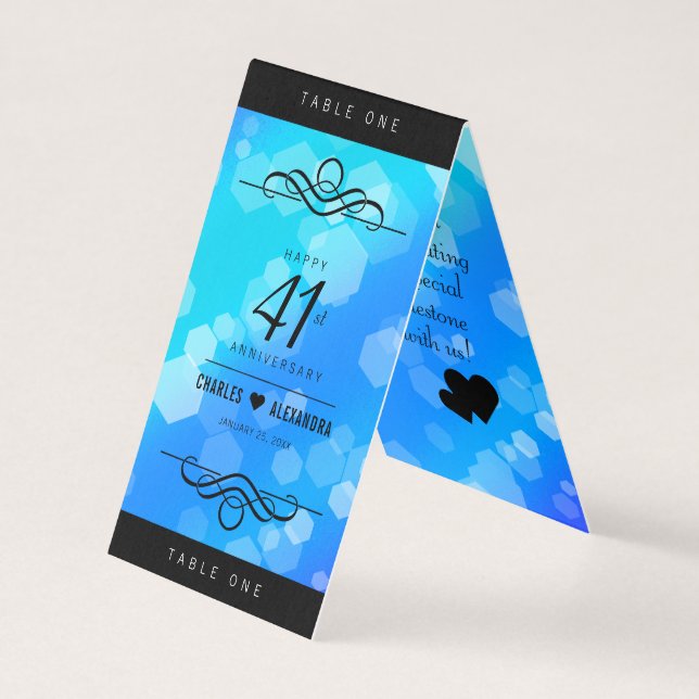 Aniversário de Casamento de Topaz Azul Elegante 41 (Frente)