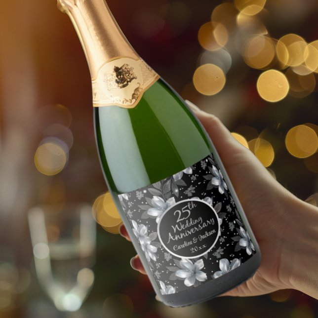 Aniversário de Casamento Floral do 25 Silver Glitt (Criador carregado)