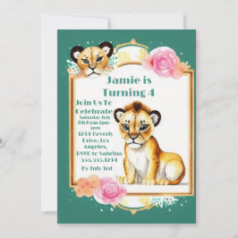 Aniversário de criança com um convite para leões