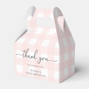 Aniversário de Gingham Rosa Obrigado Caixa de Favo