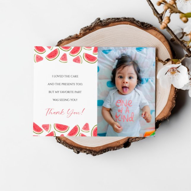 Aniversário de melancia, um em um Cartões de agrad (Criador carregado)