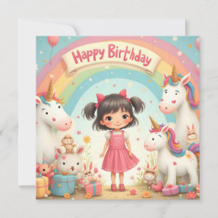 Aniversário de Menina com Unicórnios & Arco-íris