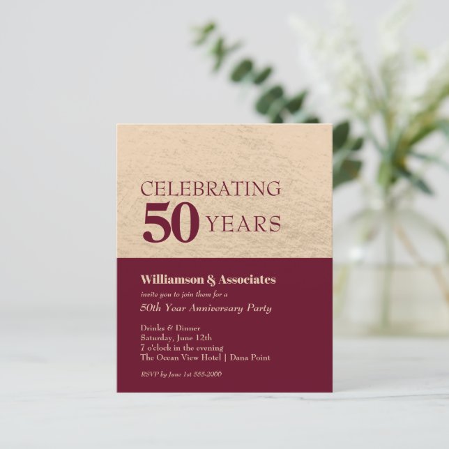 Aniversário de Negócios Borgonha e Dourados Convit (Em pé/Frente)