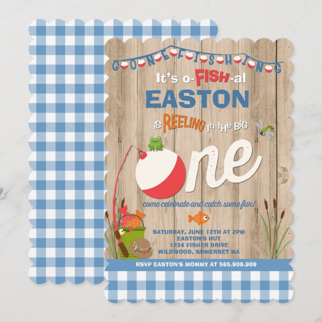 Aniversário de Pesca Convite O-Fish-Ally Um Partid (Frente/Verso)