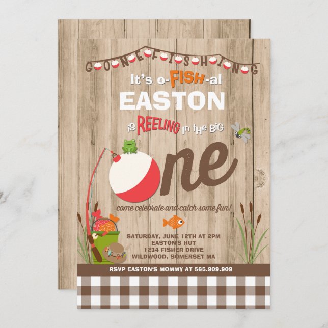 Aniversário de Pesca Convite O-Fish-Ally Um Partid (Frente/Verso)