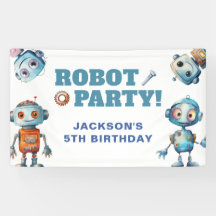 Aniversário de Robô Fofo em Aquarela