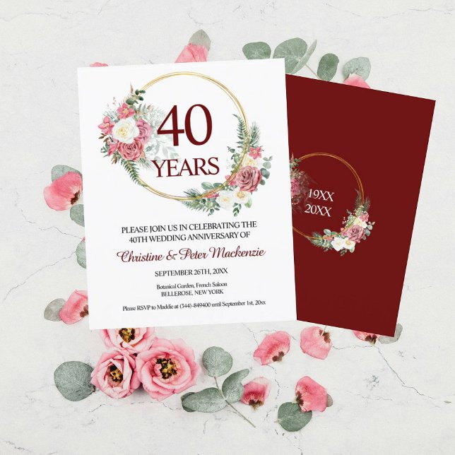 Aniversário de Rosas Ruby de Casamento 40 (Criador carregado)