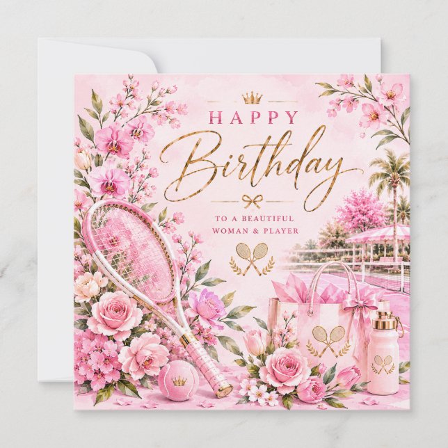 Aniversário de Tênis com Flores Rosa (Frente)