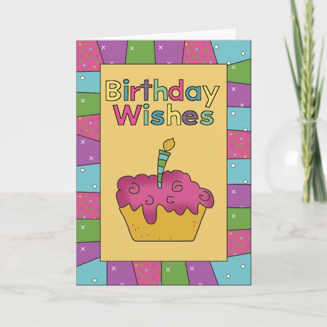 Aniversário Deseja Cartão de Aniversário de Cupcak (Frente)