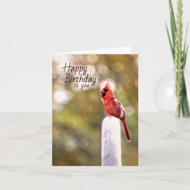 Aniversário Deseja Cartão de Estilo Cardeal (Frente)
