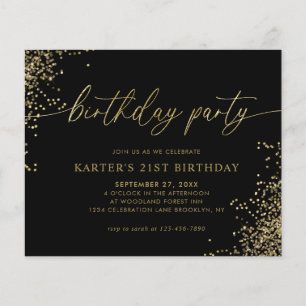 Aniversário do Adulto Confetti Dourado Preto-Gelam