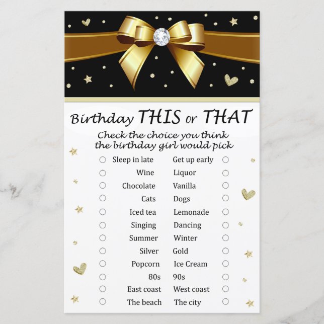 Aniversário do arco ouro Este ou Aquele Jogo (Frente)