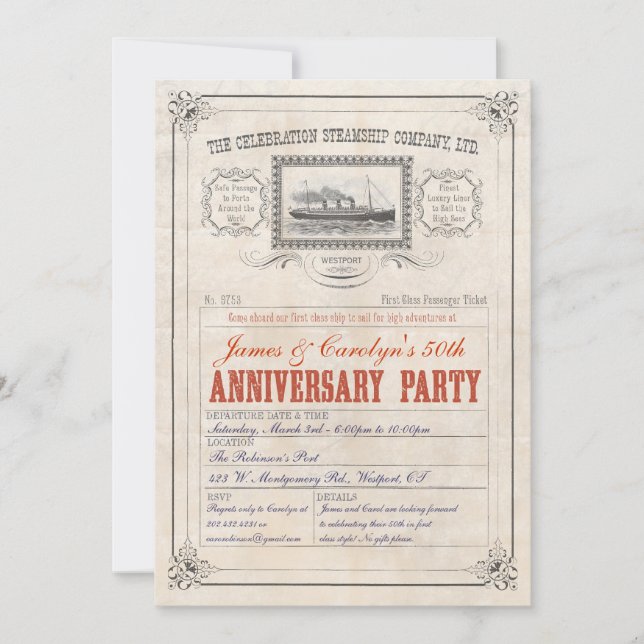 Aniversário do Convite à Apresentação de Bilhetes  (Frente)