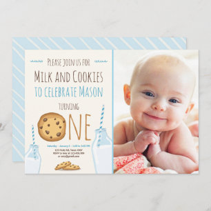 Aniversário do Convite de festas de Leite e Cookie
