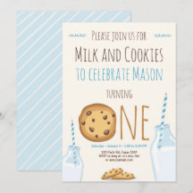 Aniversário do Convite de festas de Leite e Cookie