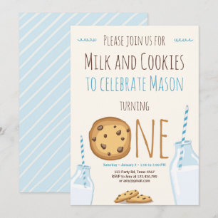 Aniversário do Convite de festas de Leite e Cookie