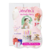 Aniversário do convite para fotos de crianças pers