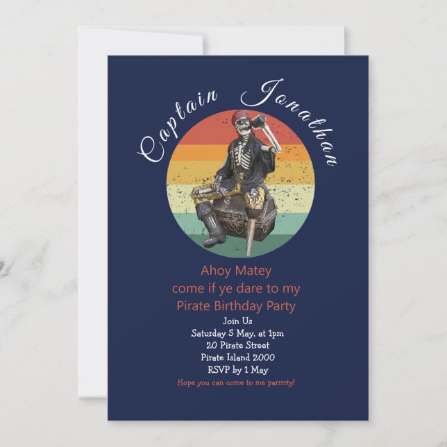 Aniversário do Convite Skull Pirate (Frente)