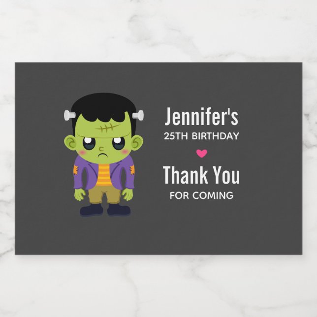 Aniversário do Halloween do Monstro Verde Frankens (Rótulo Único)