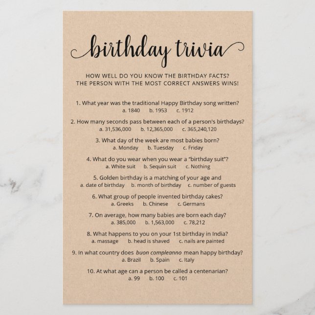 Aniversário do Jogo Trivia com Festa de aniversári (Frente)