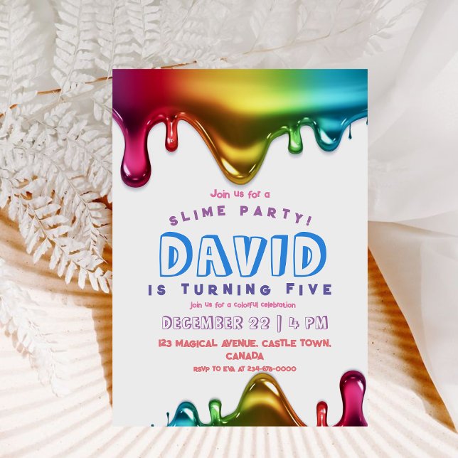 Aniversário do lodo-limo Ranbow Convite de festas (Criador carregado)