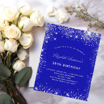 Aniversário do orçamento convite à prata real<br><div class="desc">Um convite moderno,  na moda e glamouroso para uma festa de aniversário (ou qualquer idade) 30. Um fundo azul real,  decorado com falso brilho prateado. Personalize e adicione seu nome e detalhes da festa.</div>