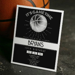 Aniversário do Orçamento Simples de Basquete Branc