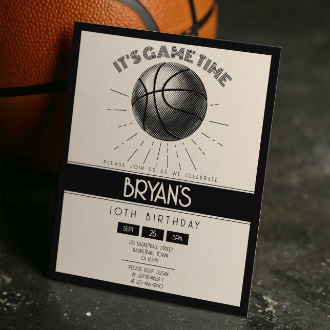 Aniversário do Orçamento Simples para Basquete Neg (Criador carregado)