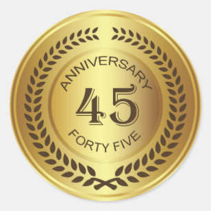 Aniversário do ouro 45th com etiqueta da grinalda