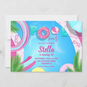 Aniversário do Partido piscina CONVITE DE FESTAS
