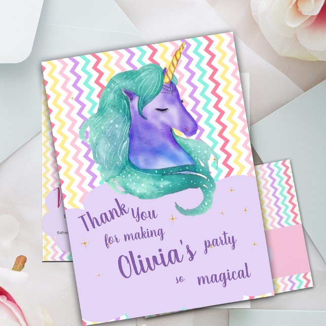 Aniversário do Pastel Magical Chevron Unicorn Obri (Pastel Magical Chevron Unicorn Birthday Thank you)