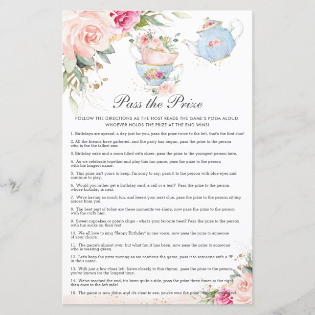 Aniversário do Pink Floral Tea Party (Frente)