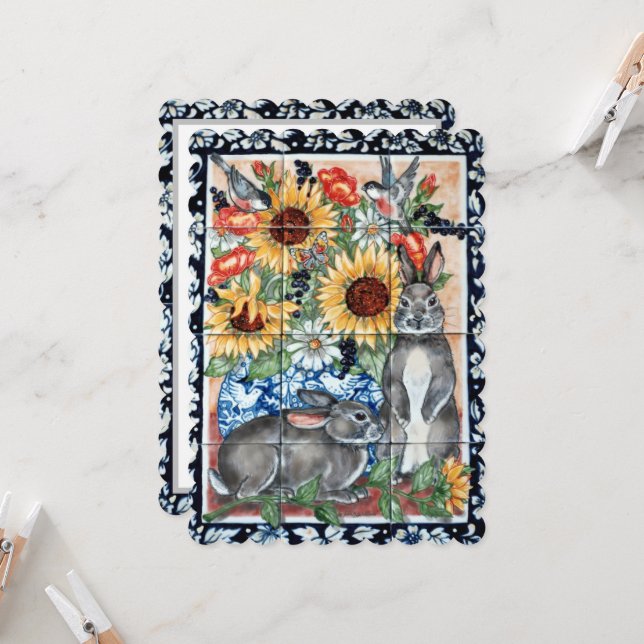 Aniversário do Rábio Floral Artístico Bird Sunflow (Frente/Verso In Situ)