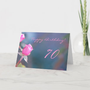 Aniversário do rosa do rosa 70 anos de cartão