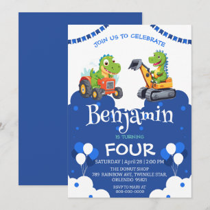 Aniversário do trator de dinossauro cava balão de 