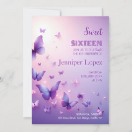 Aniversário Doce 16 Convite - Borboleta Roxa