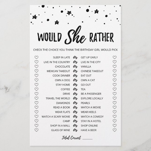 Aniversário Ela iria Preferencialmente jogo editáv (Frente)