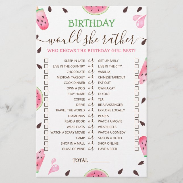 Aniversário Ela iria Preferencialmente o jogo edit (Frente)