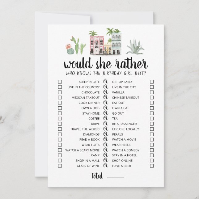 Aniversário Ela Preferencialmente um cartão de jog (Frente)