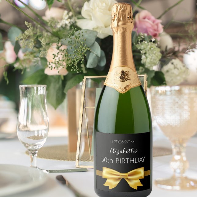 Aniversário elegante do arco de ouro negro (Criador carregado)