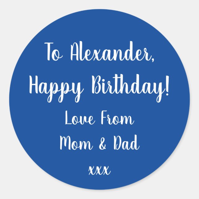 Aniversário Feliz Aniversário Etiqueta Azul (Frente)