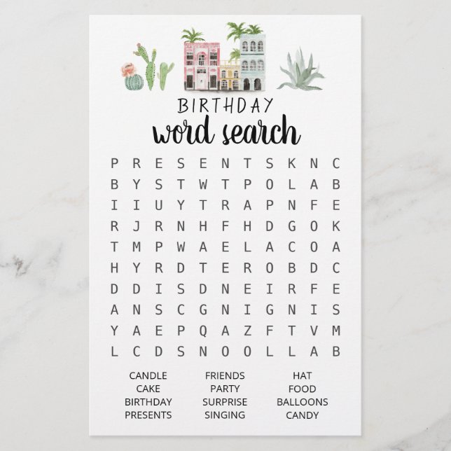 Aniversário Festa de aniversário de jogos de busca (Frente)