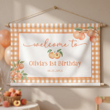 Aniversário Gingham Doce Como Um Pêssego