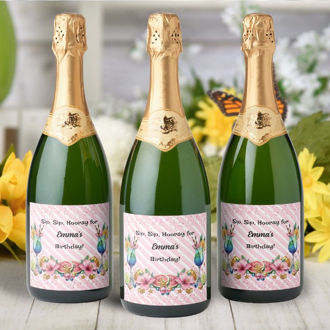 Aniversário Glitter de Cocktail Rosa (Criador carregado)